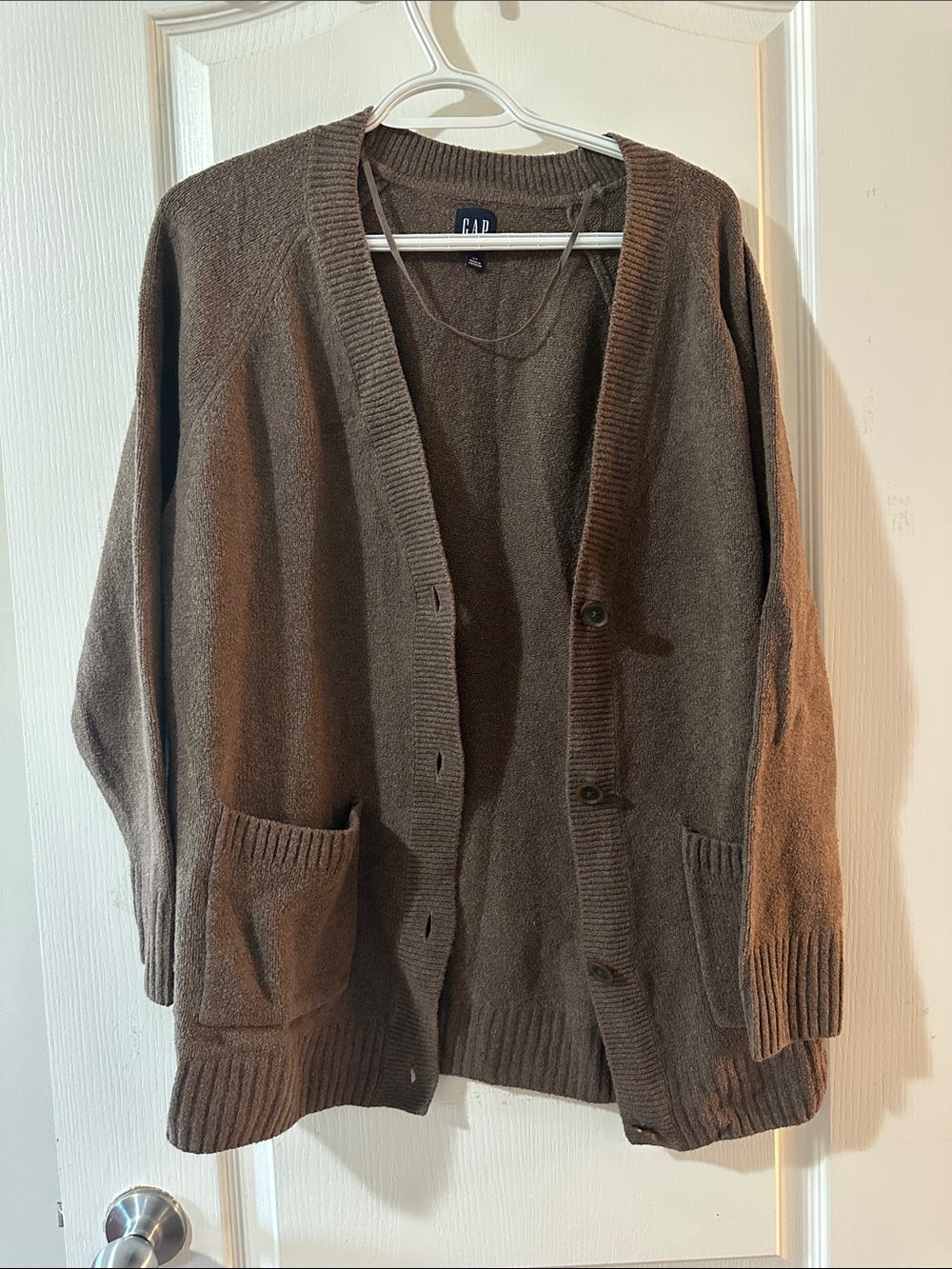 GAP Women's Dark Brown Button-Up Knit Cardigan